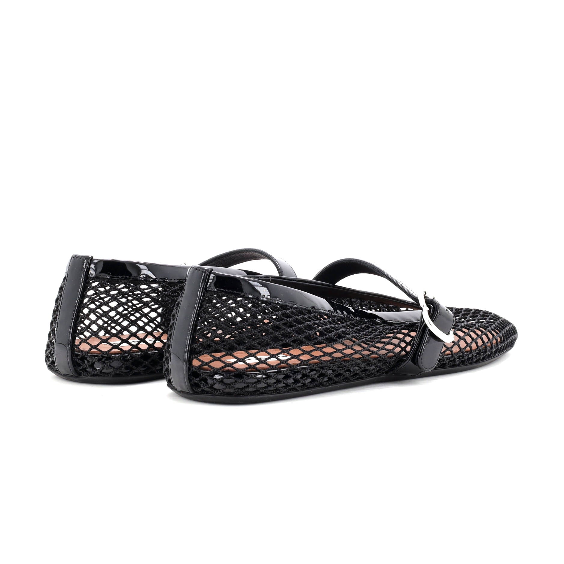 Women's Buckle Ballerina Flats Patent with Mesh