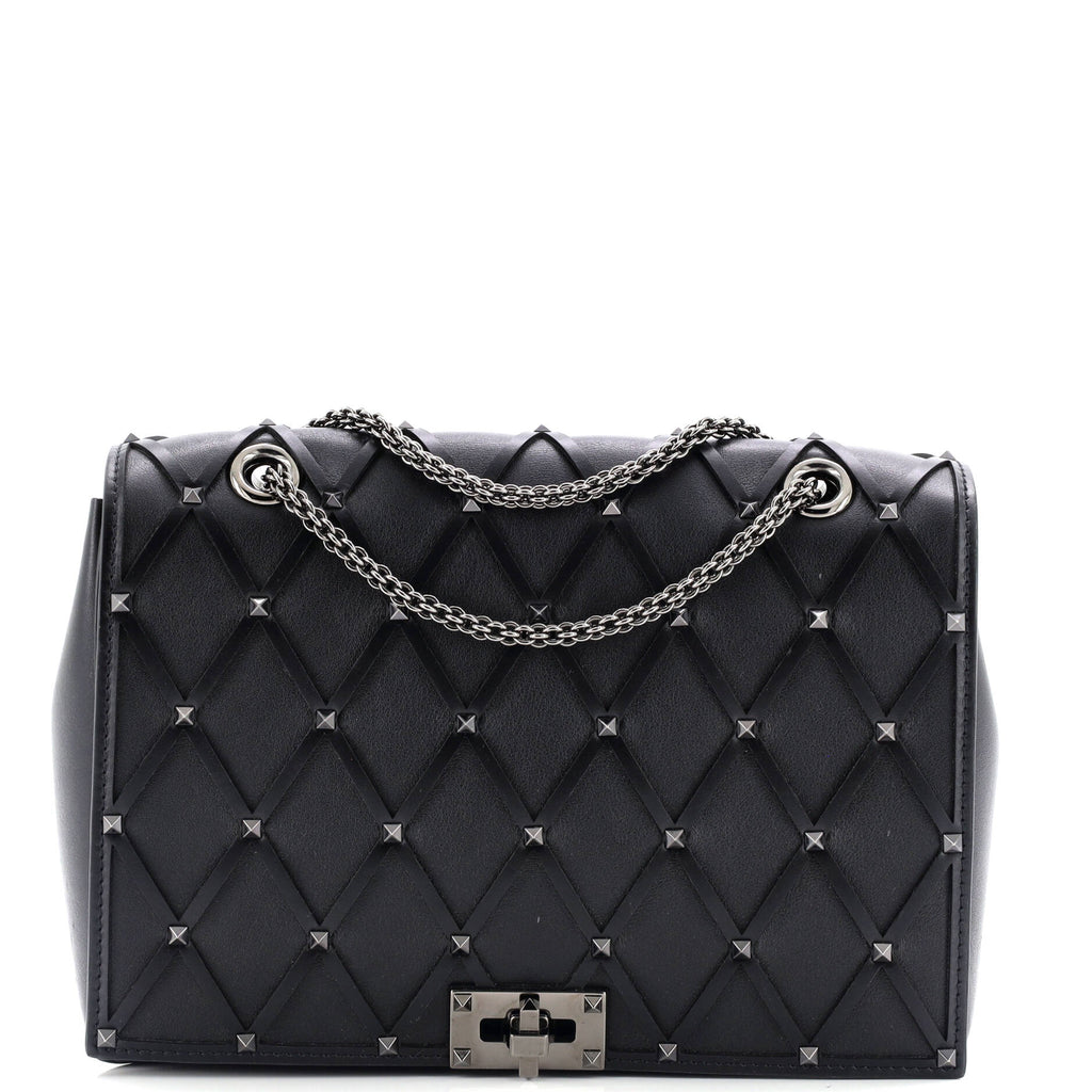 Rockstud Beehive Chain Flap Bag Quilted Leather Medium