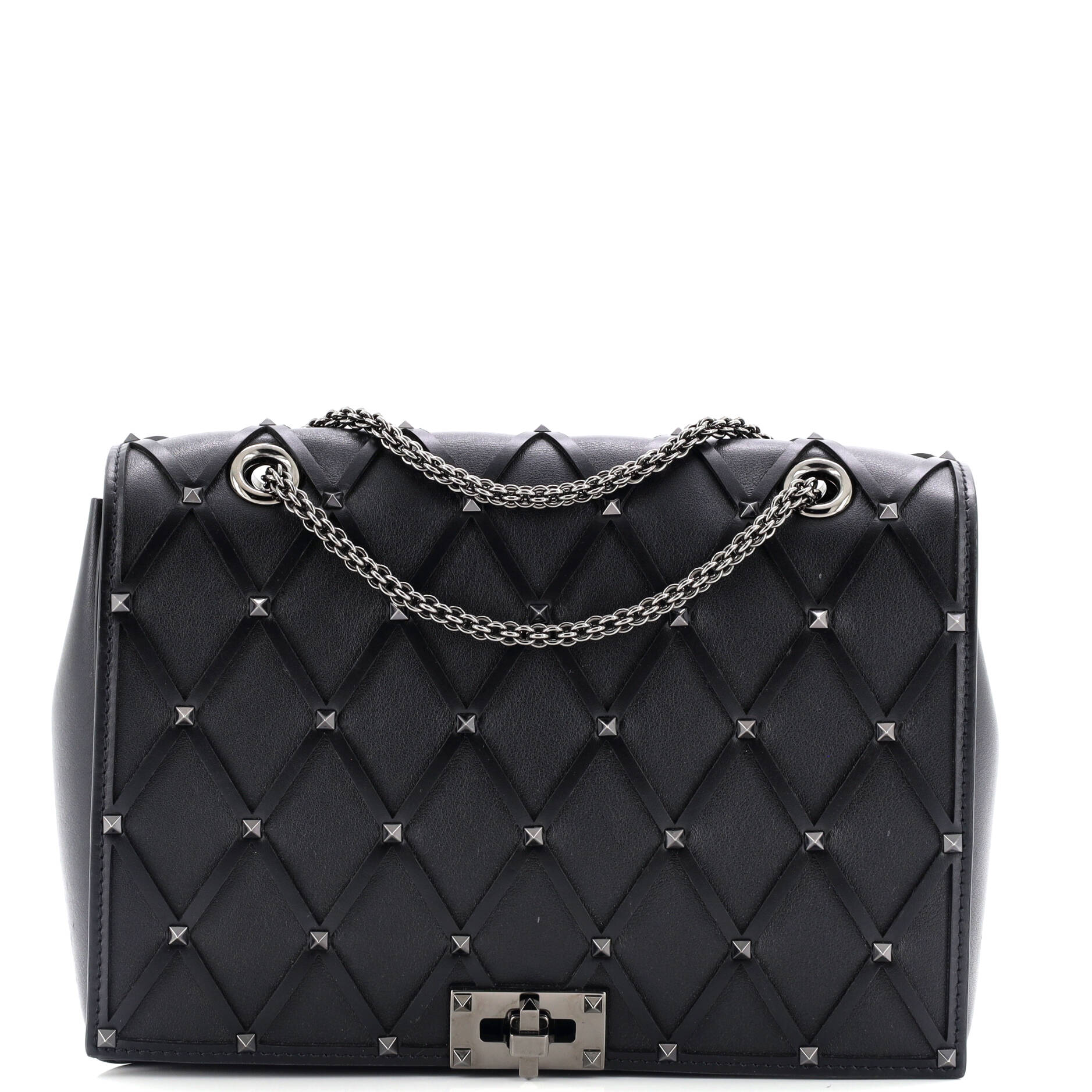 Rockstud Beehive Chain Flap Bag Quilted Leather Medium