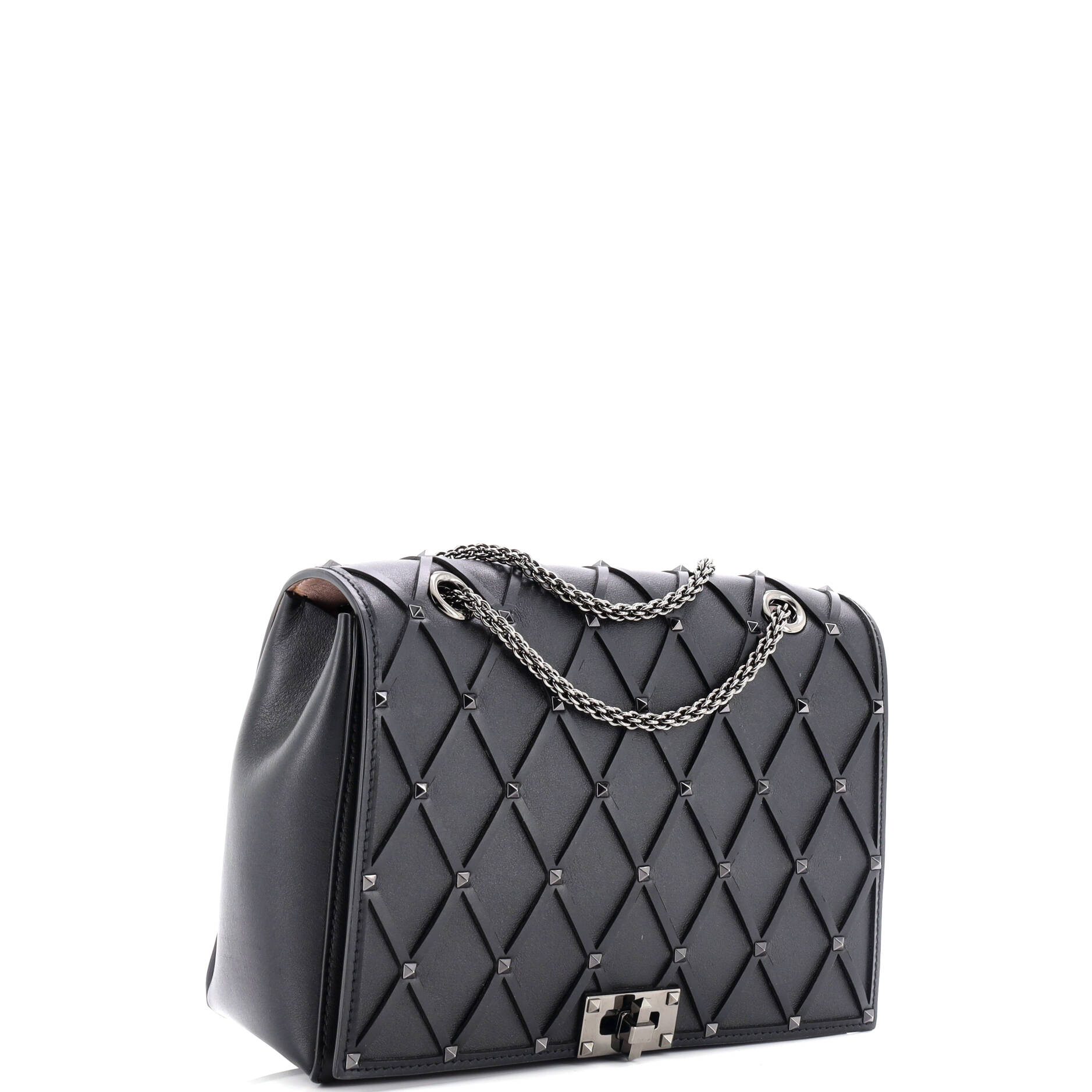 Rockstud Beehive Chain Flap Bag Quilted Leather Medium