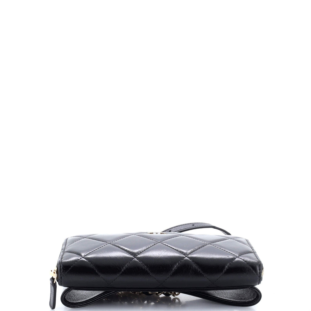 Zip Around Waist Belt Bag Quilted Shiny Lambskin