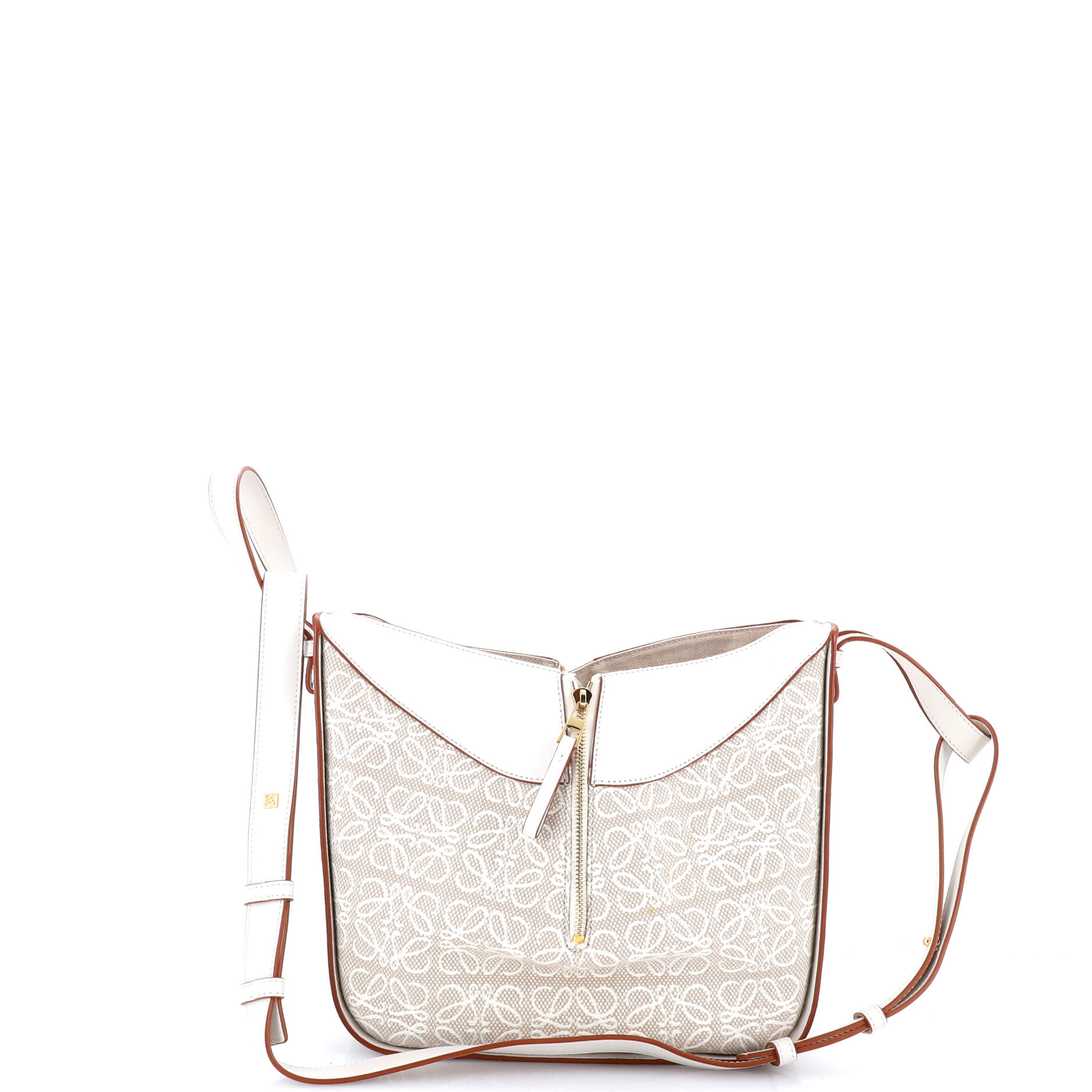Hammock Bag Leather and Anagram Jacquard Small