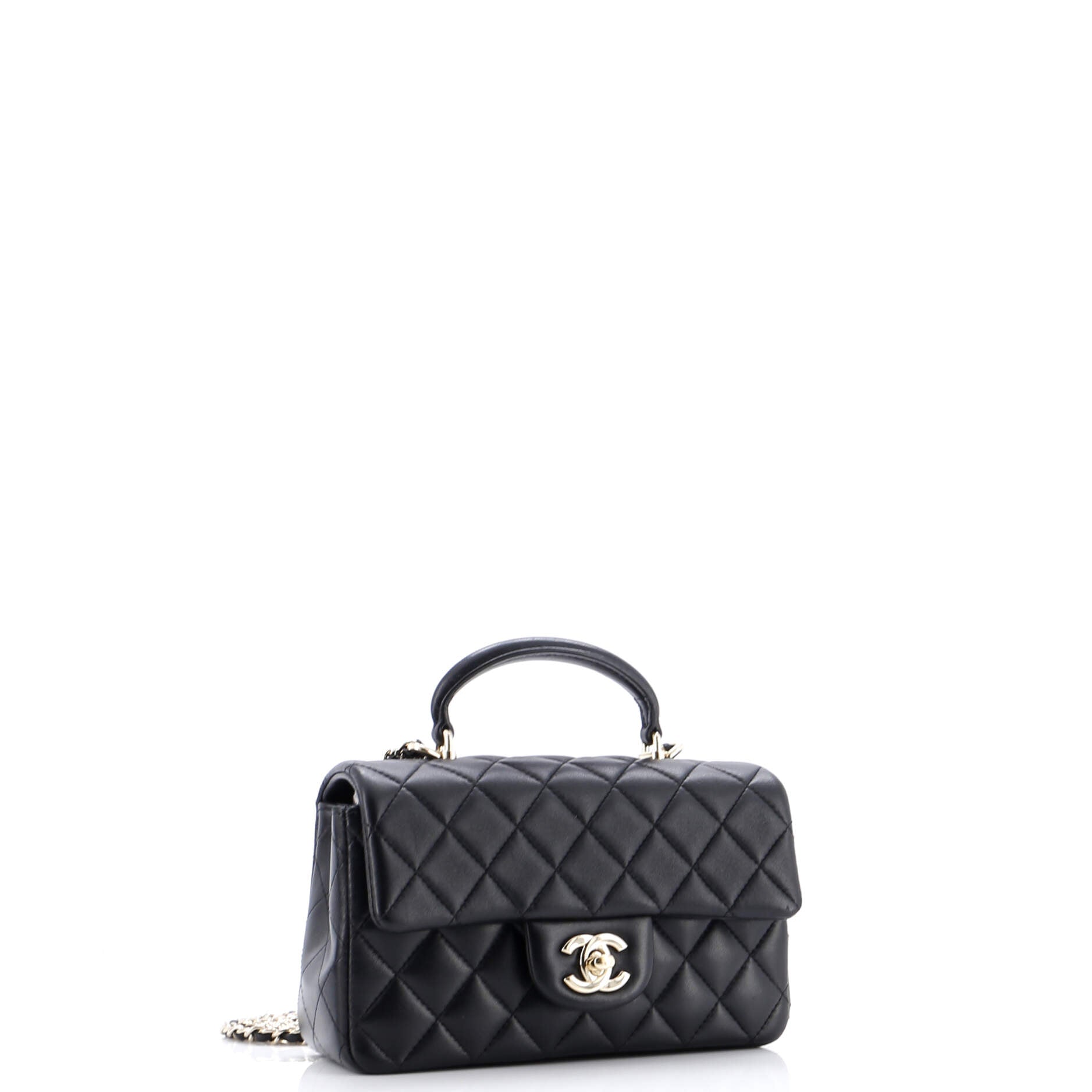Classic Single Flap Top Handle Bag Quilted Lambskin Mini