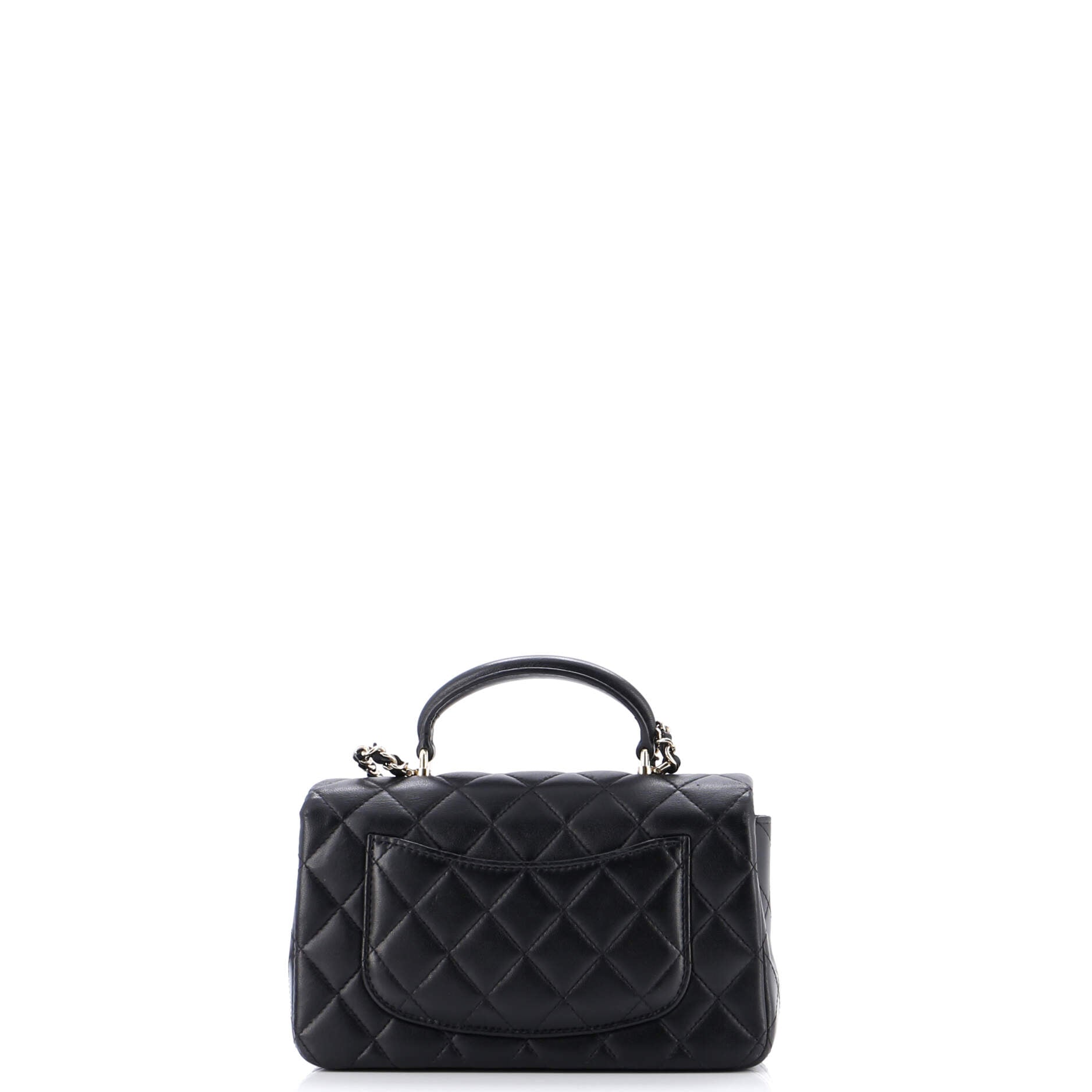 Classic Single Flap Top Handle Bag Quilted Lambskin Mini