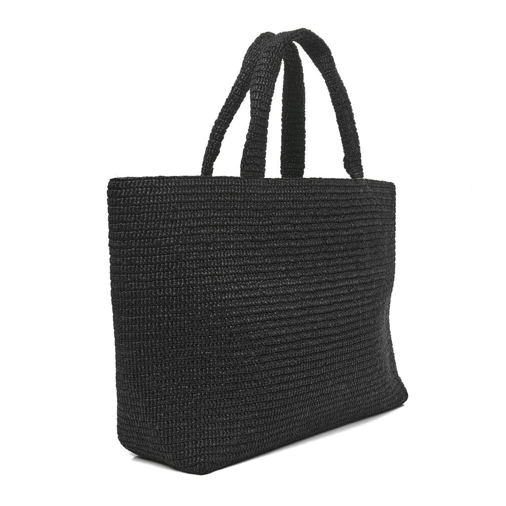 Raffia Logo Tote Black