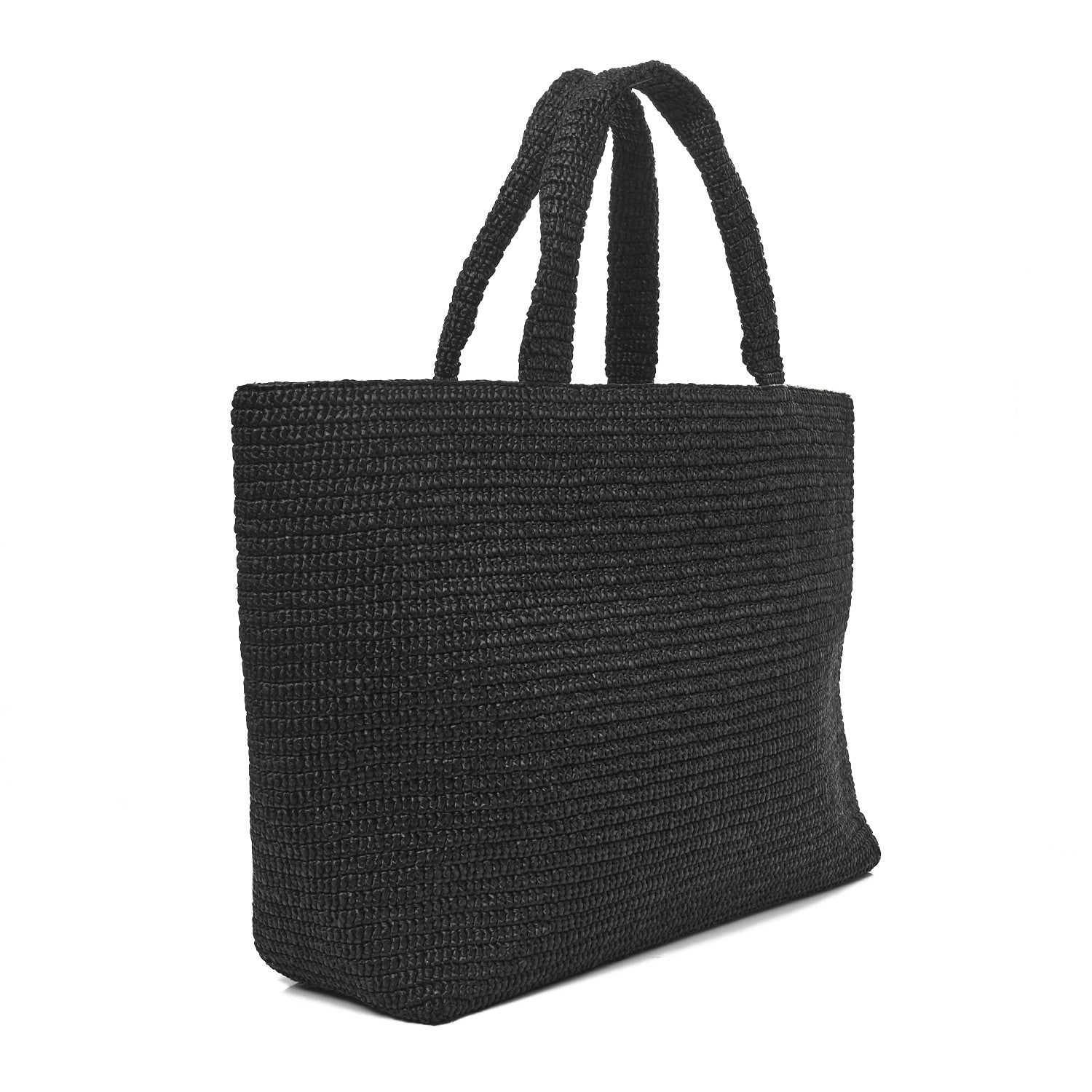 Raffia Logo Tote Black