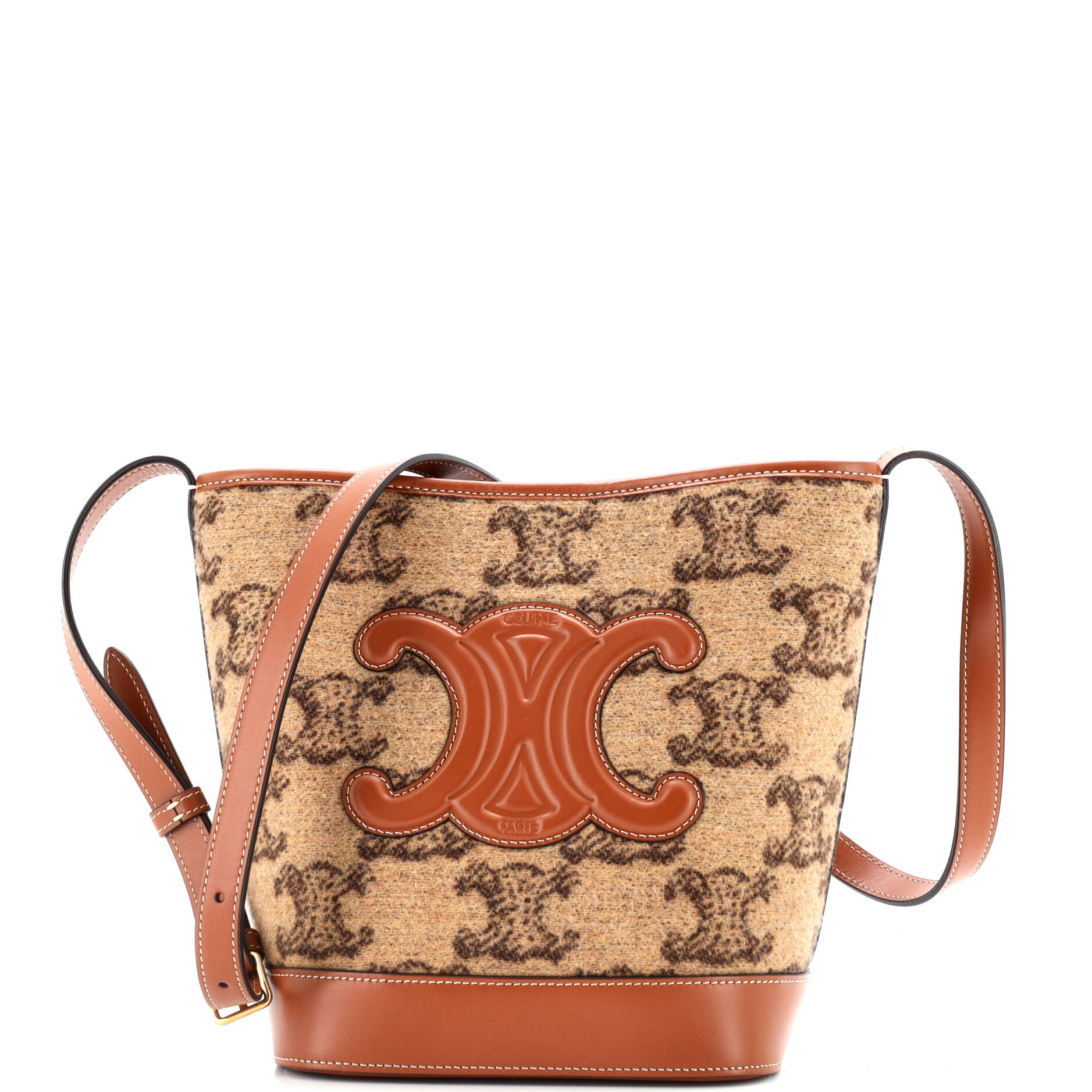 Cuir Triomphe Bucket Bag Triomphe Wool Small