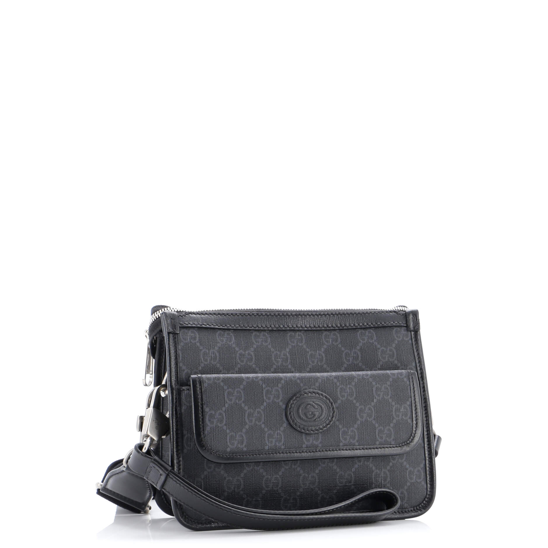 Interlocking G Patch Wristlet Flap Messenger Bag GG Coated Canvas Small