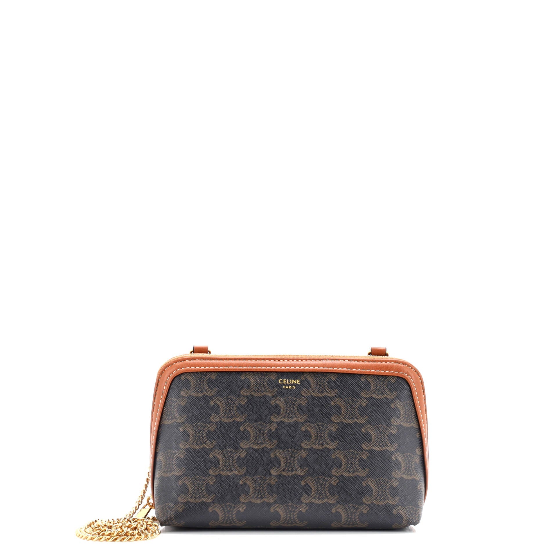 Zip Around Chain Clutch Triomphe Coated Canvas