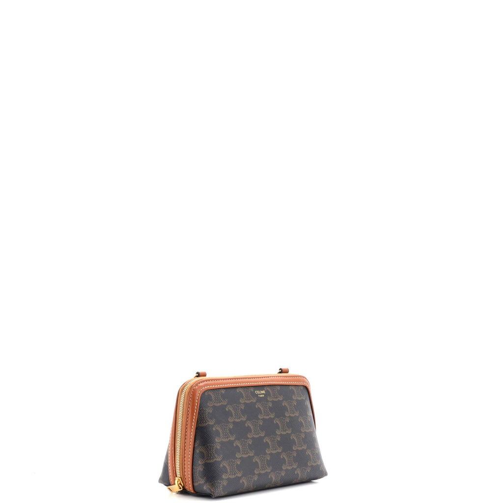 Zip Around Chain Clutch Triomphe Coated Canvas