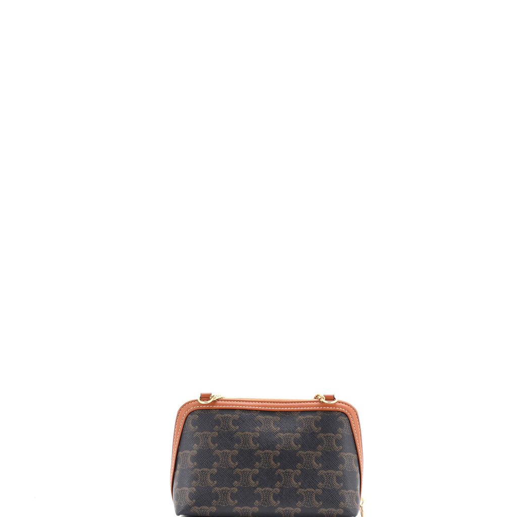Zip Around Chain Clutch Triomphe Coated Canvas