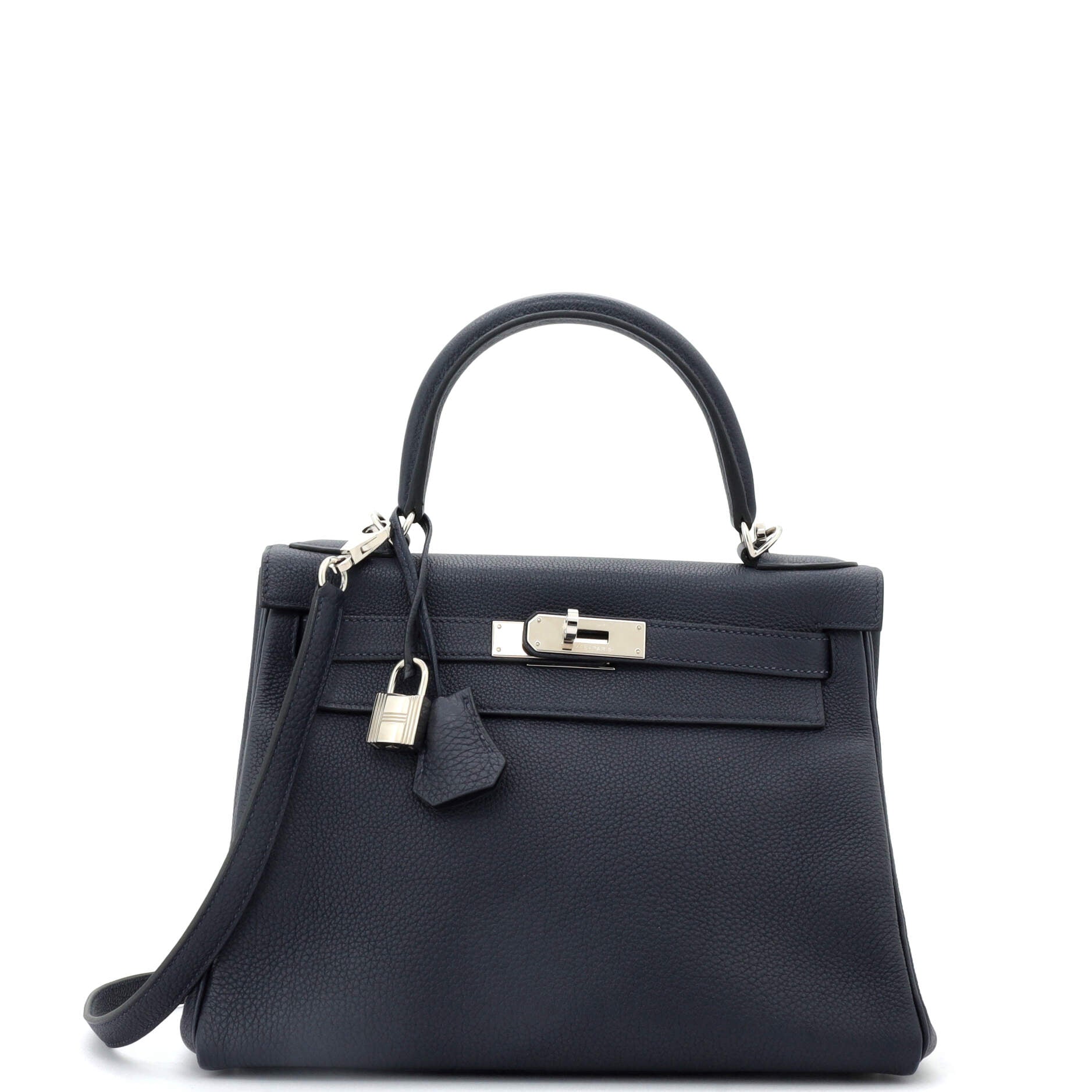 Kelly Handbag Bleu Nuit Togo with Palladium Hardware 28
