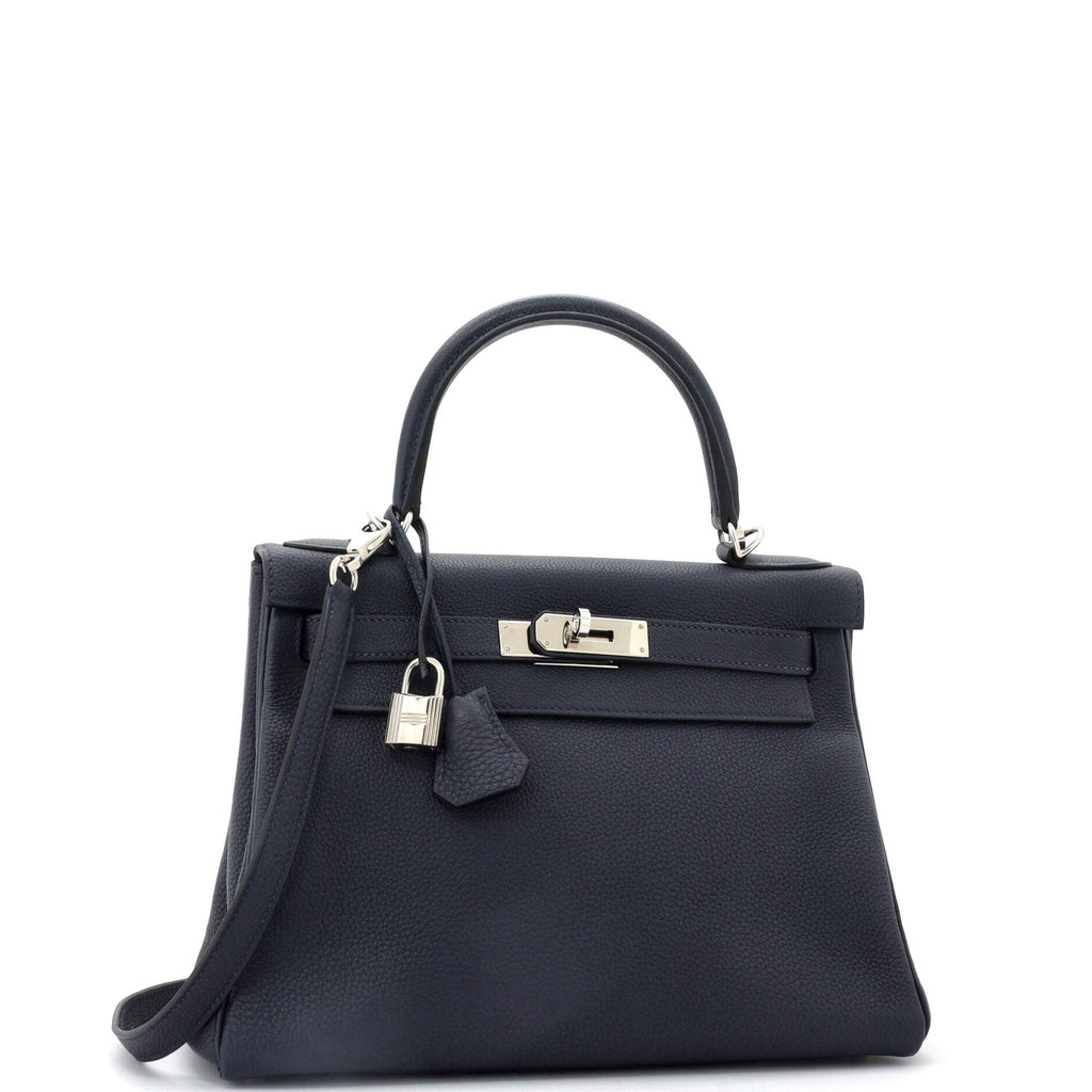 Kelly Handbag Bleu Nuit Togo with Palladium Hardware 28