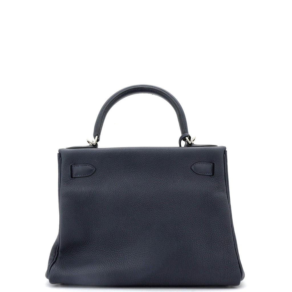 Kelly Handbag Bleu Nuit Togo with Palladium Hardware 28