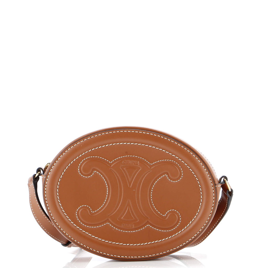 Triomphe Oval Crossbody Bag Leather Mini