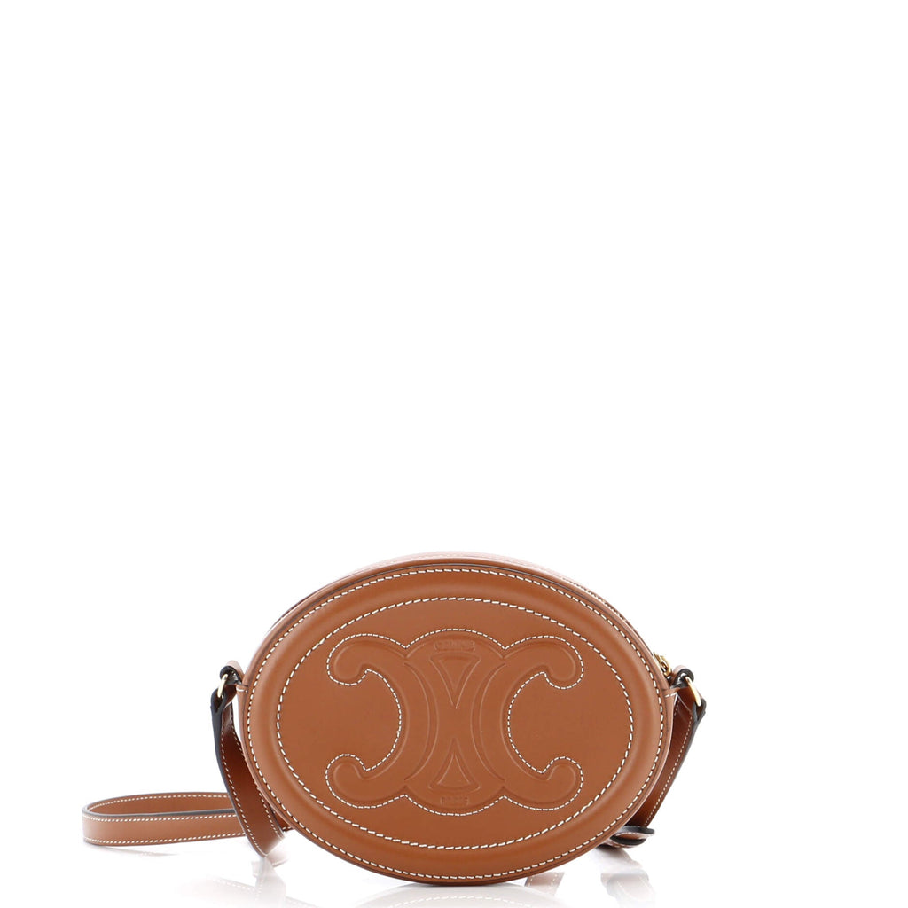 Triomphe Oval Crossbody Bag Leather Mini