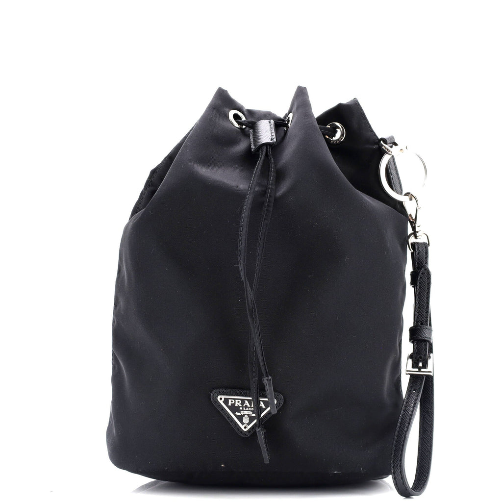 Drawstring Wristlet Bucket Bag Tessuto Small