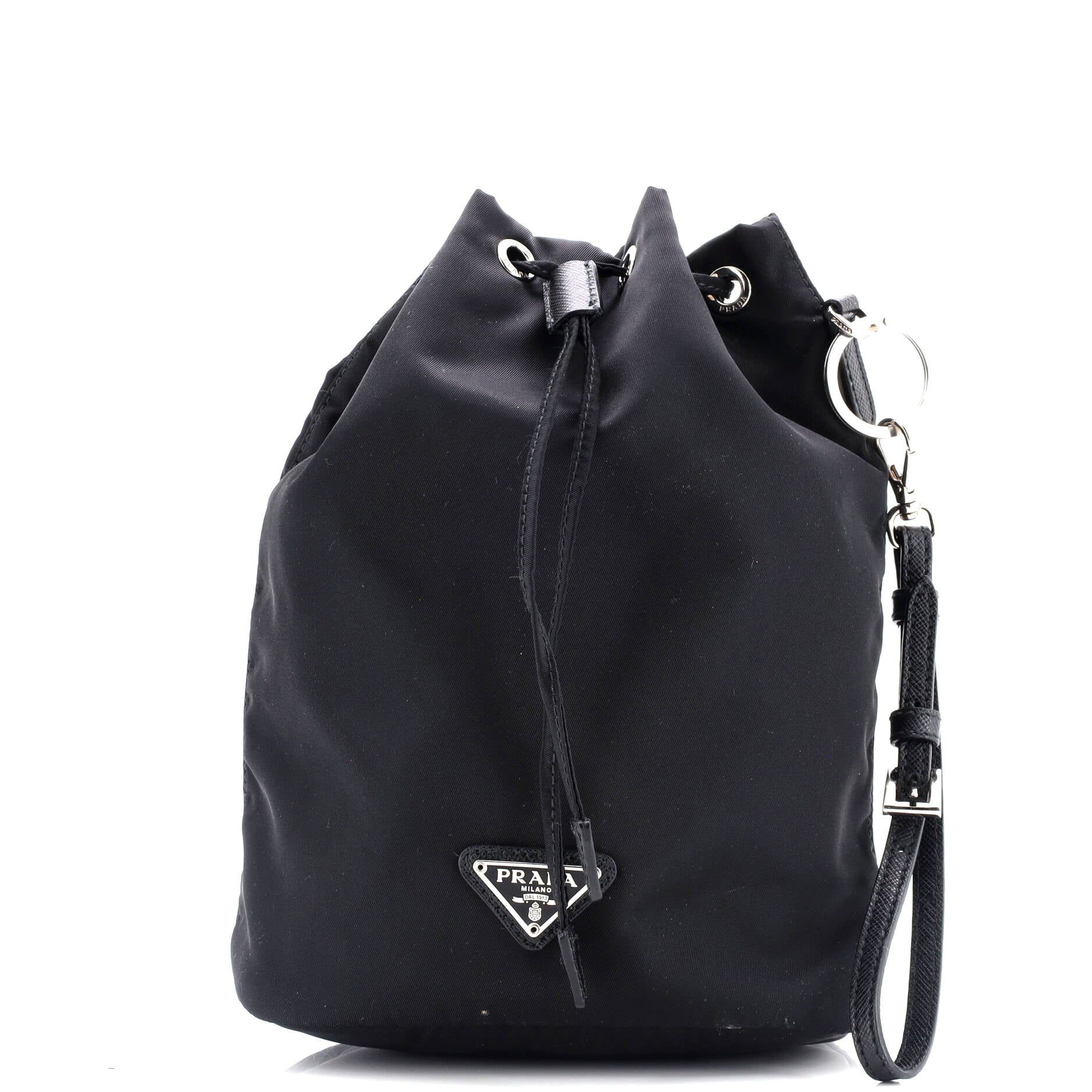 Drawstring Wristlet Bucket Bag Tessuto Small