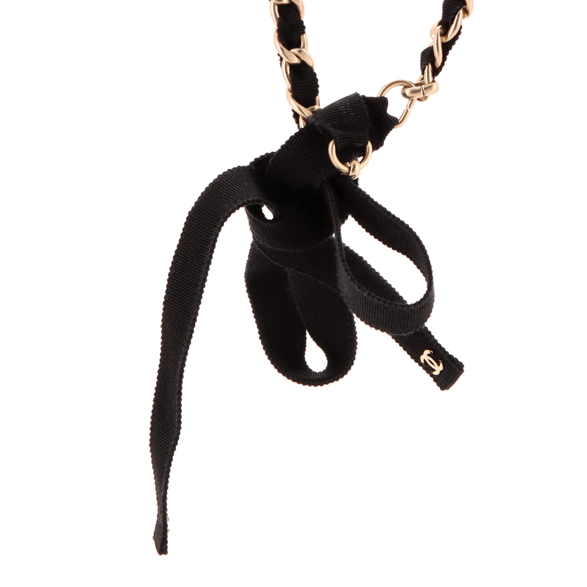 CC Bow Chain Belt Metal and Grosgrain 75