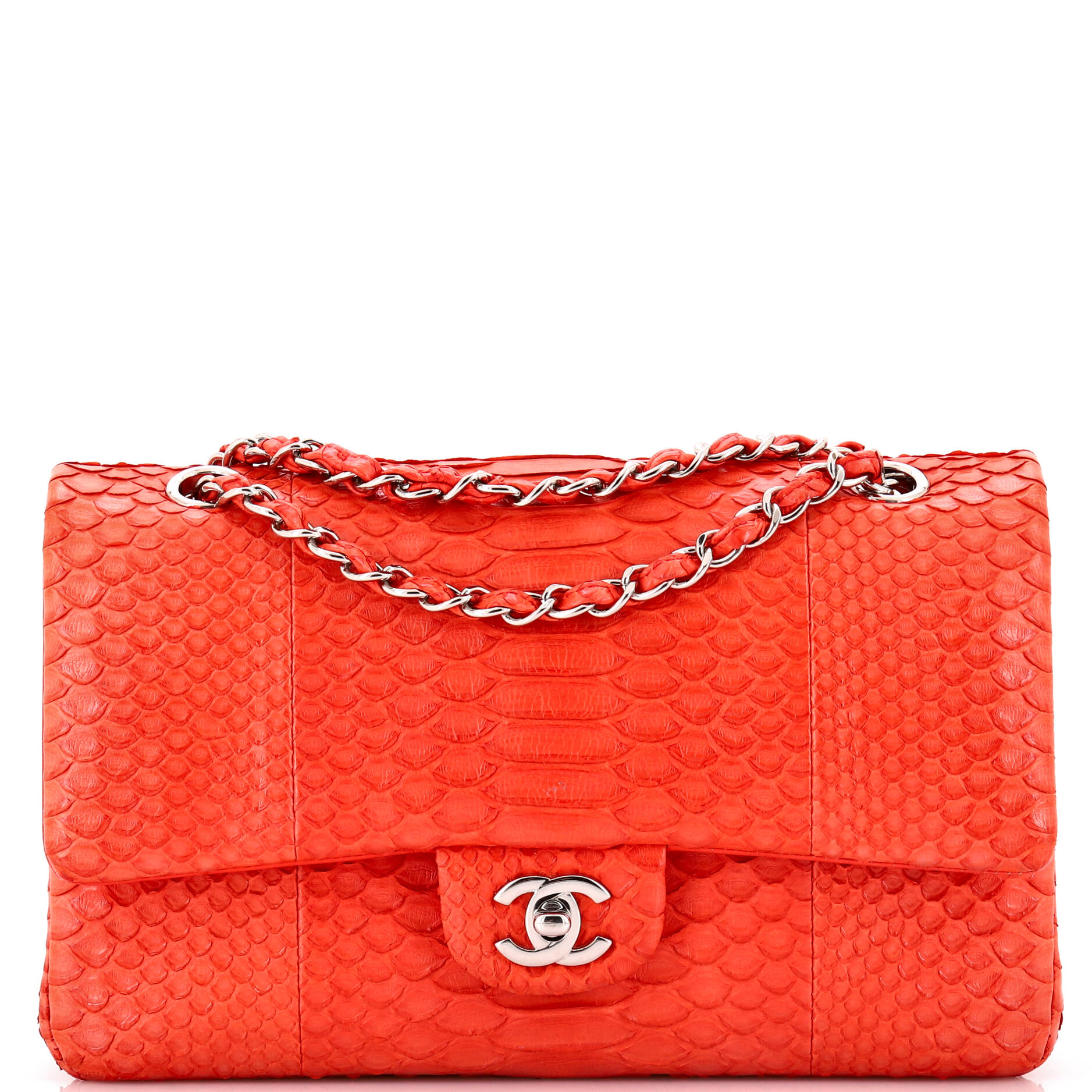Classic Double Flap Bag Python Medium