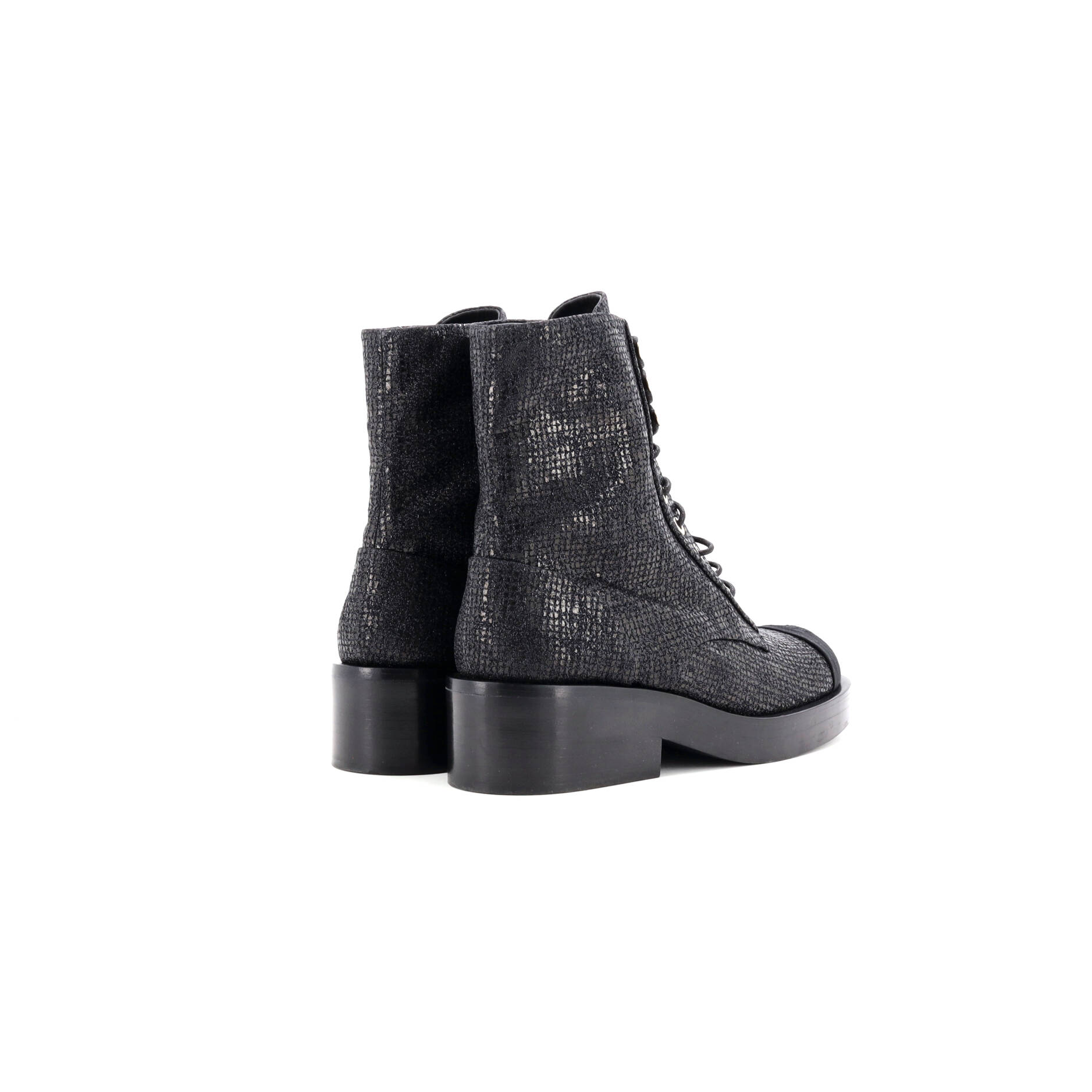 Women's CC Cap Toe Lace Up Combat Boots Fabric with Grosgrain