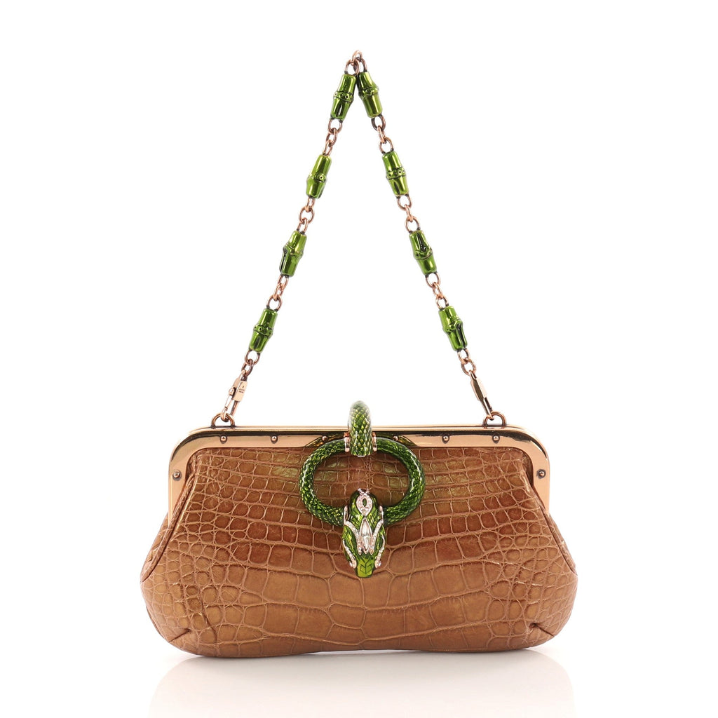 Jeweled Snake Head Frame Clutch Alligator Small