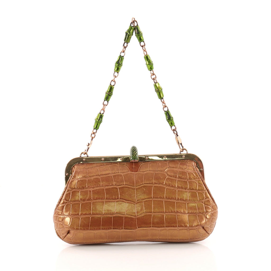 Jeweled Snake Head Frame Clutch Alligator Small