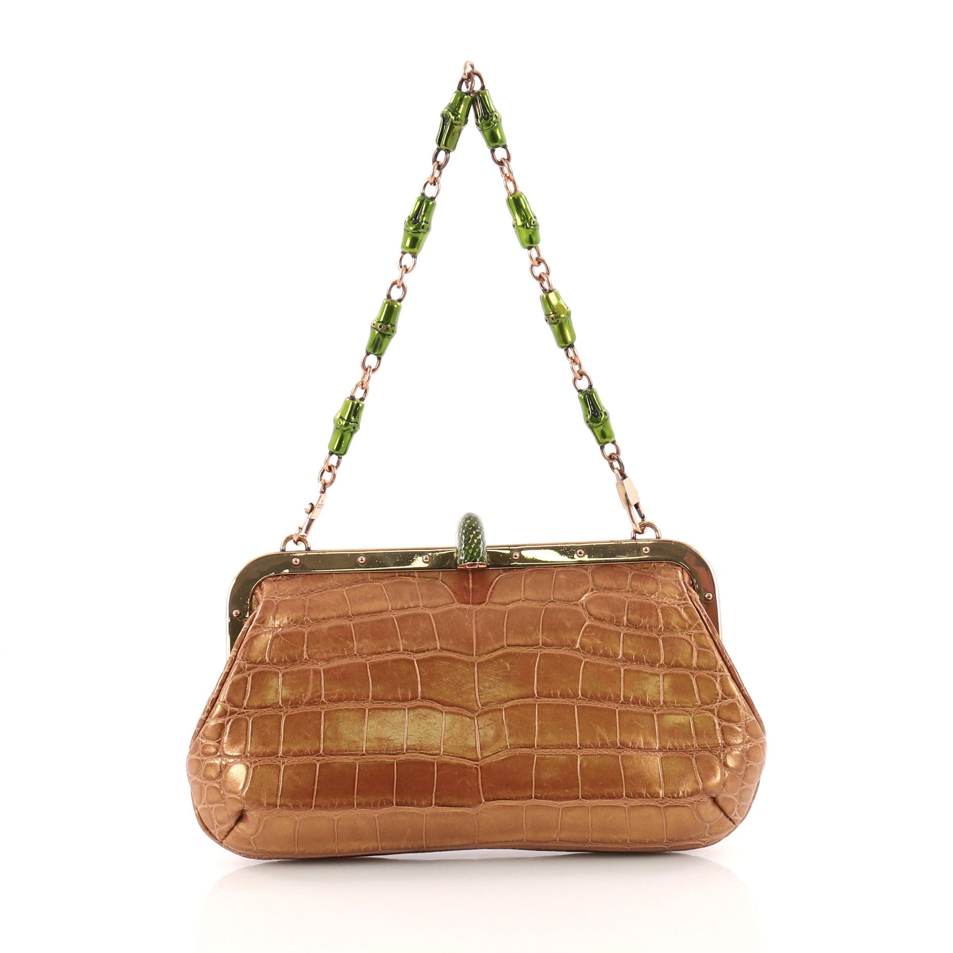 Jeweled Snake Head Frame Clutch Alligator Small