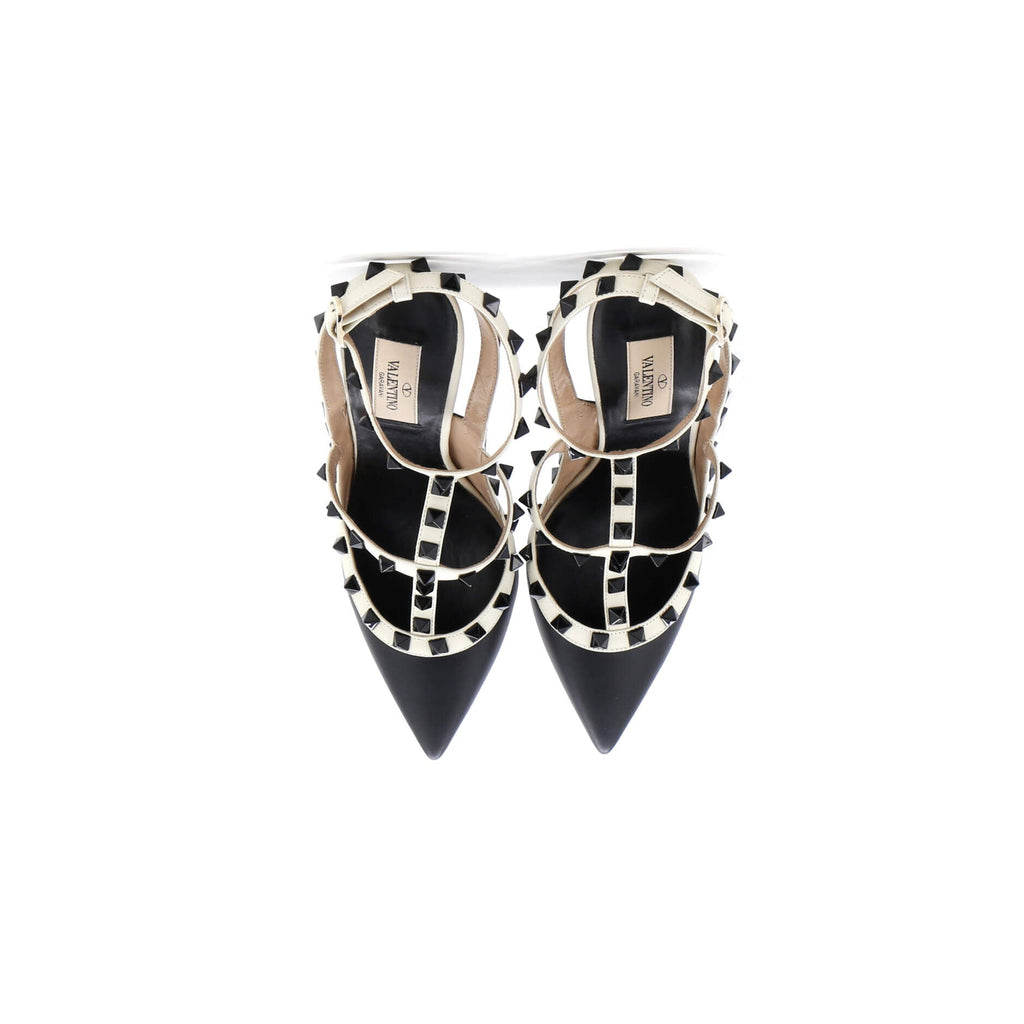 Women's Rockstud Ankle Strap Pumps Leather 100