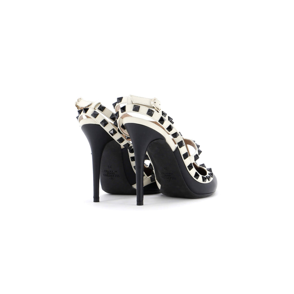 Women's Rockstud Ankle Strap Pumps Leather 100