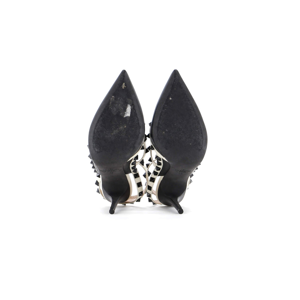 Women's Rockstud Ankle Strap Pumps Leather 100