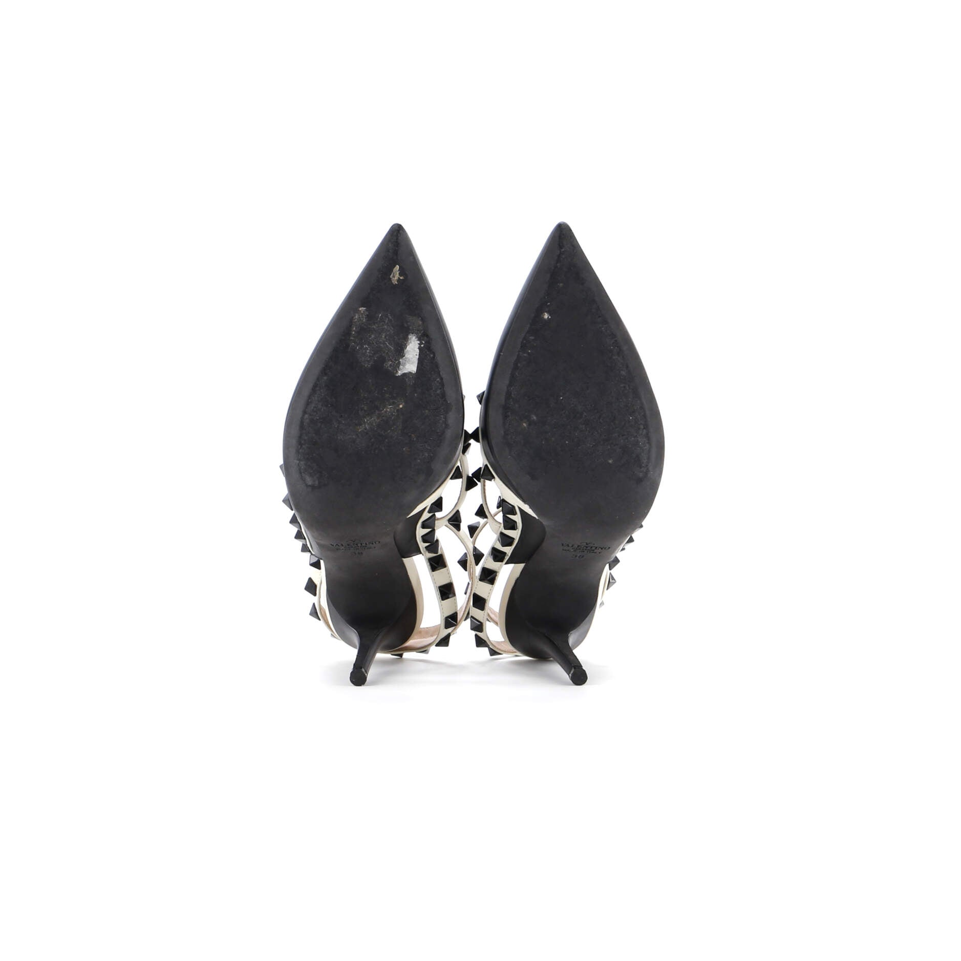Women's Rockstud Ankle Strap Pumps Leather 100