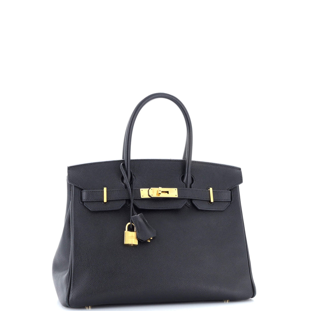Birkin Handbag Noir Epsom with Gold Hardware 30