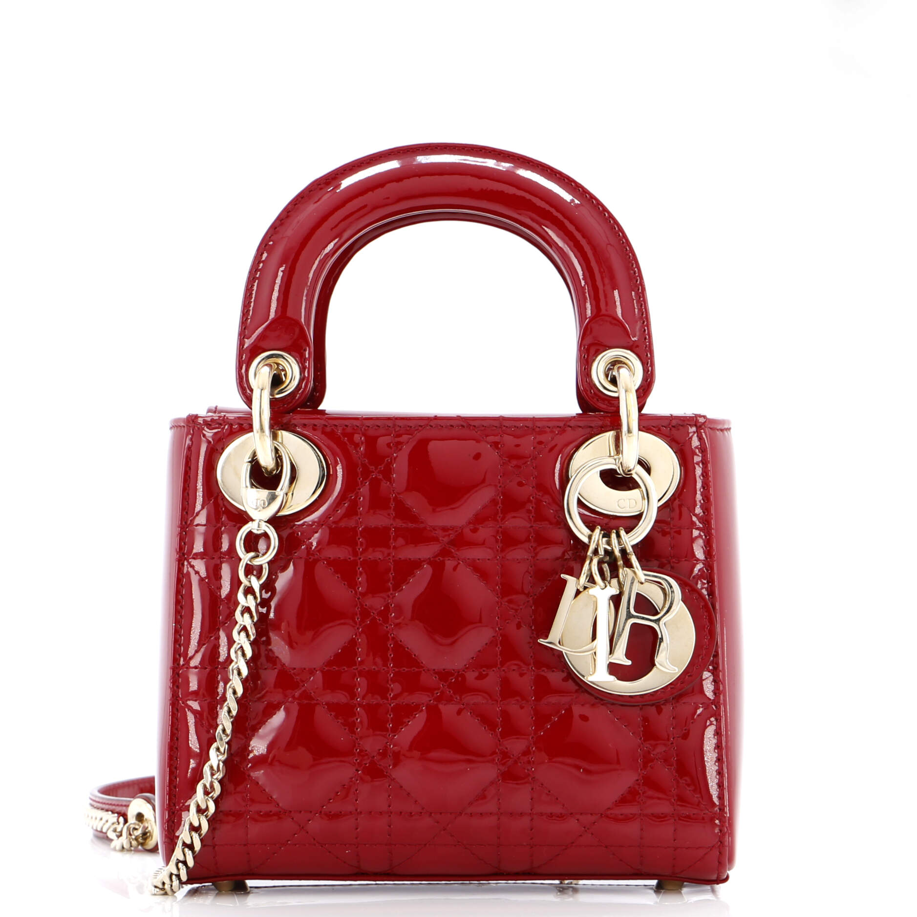 Lady Dior Chain Bag Cannage Quilt Patent Mini