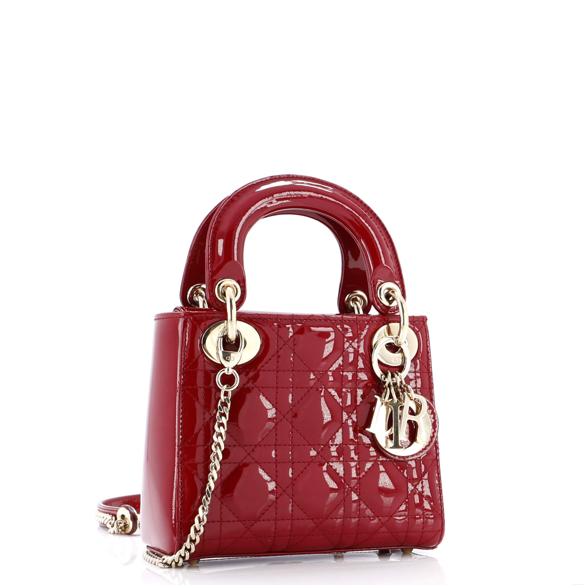 Lady Dior Chain Bag Cannage Quilt Patent Mini