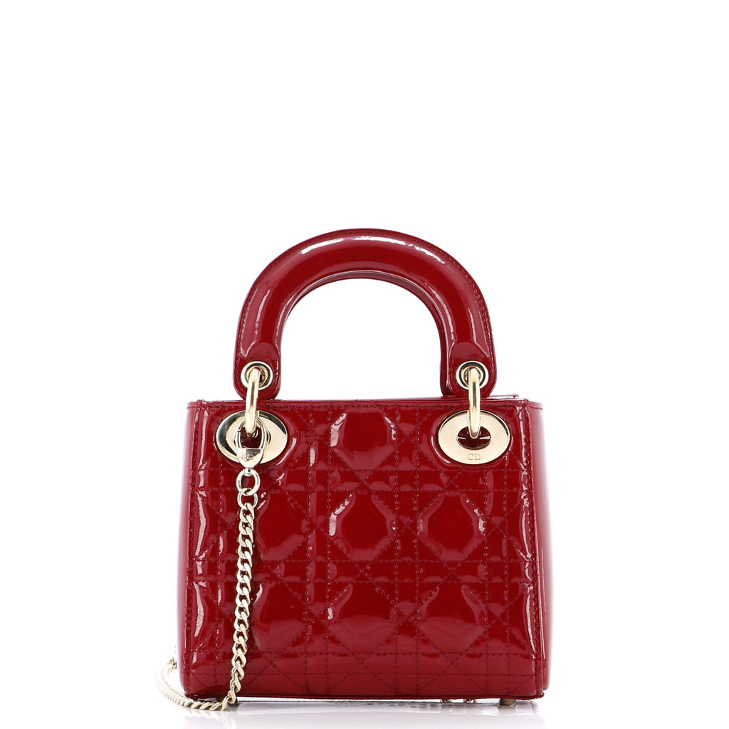 Lady Dior Chain Bag Cannage Quilt Patent Mini