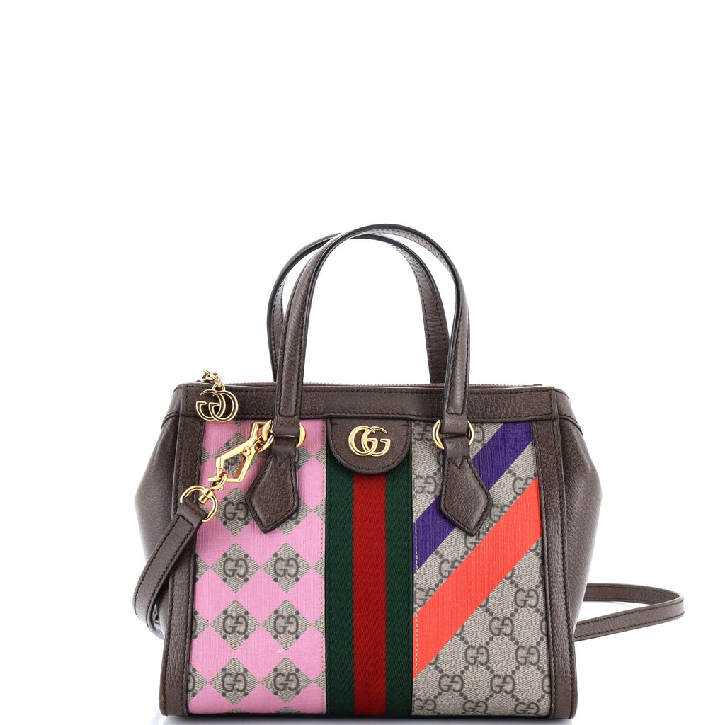 Ophidia Top Handle Tote Geometric GG Coated Canvas Small