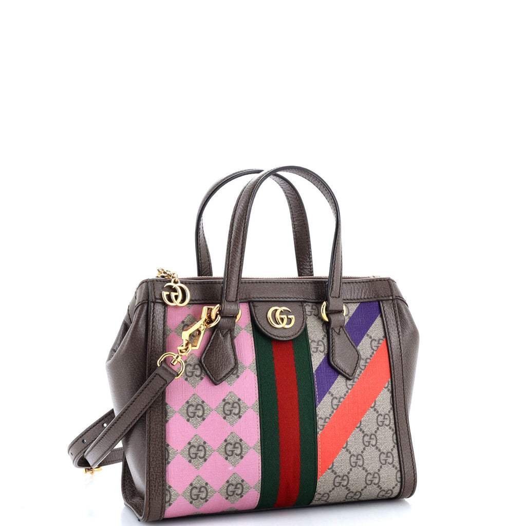 Ophidia Top Handle Tote Geometric GG Coated Canvas Small