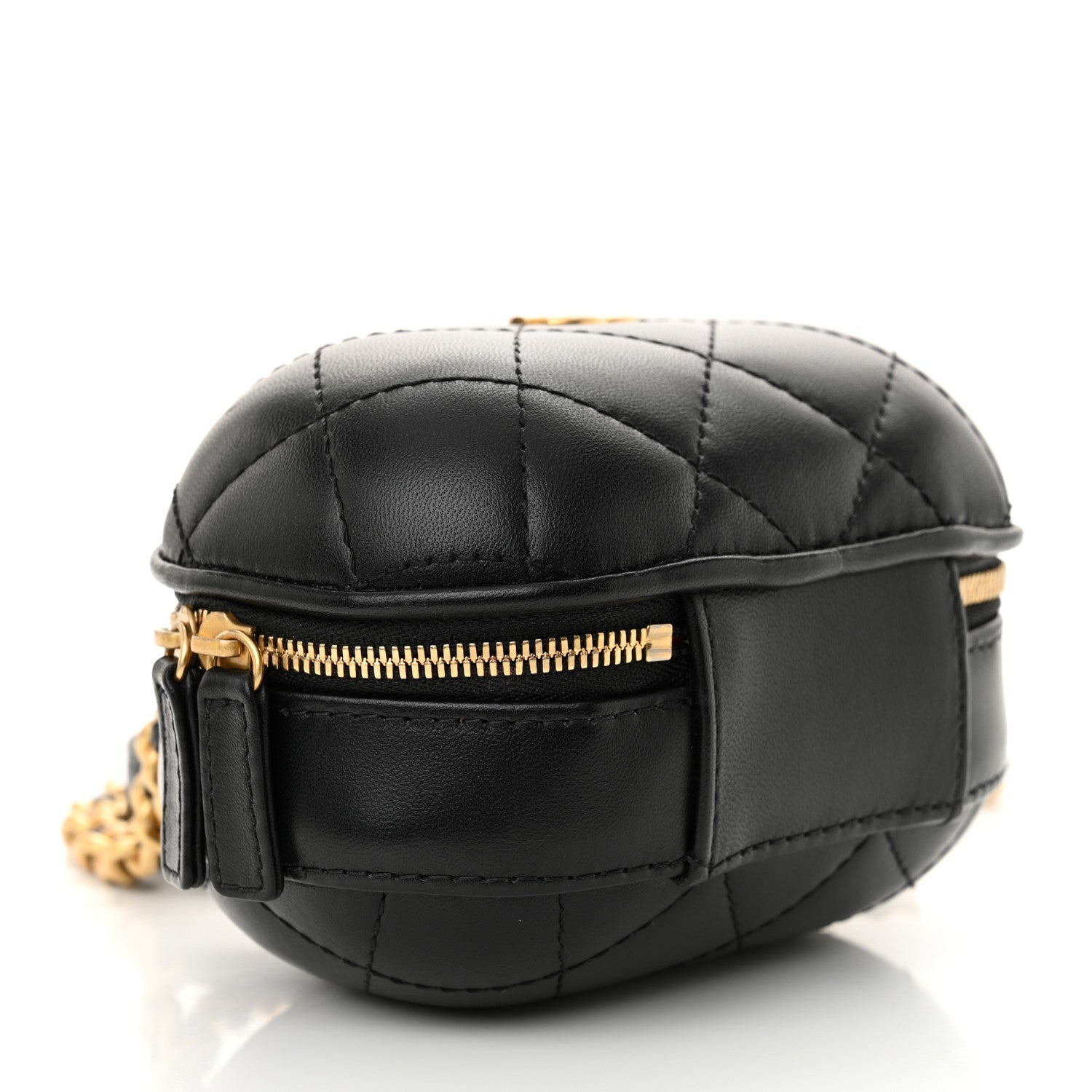 Lambskin Quilted CC Bubble Vanity Case With Chain Black