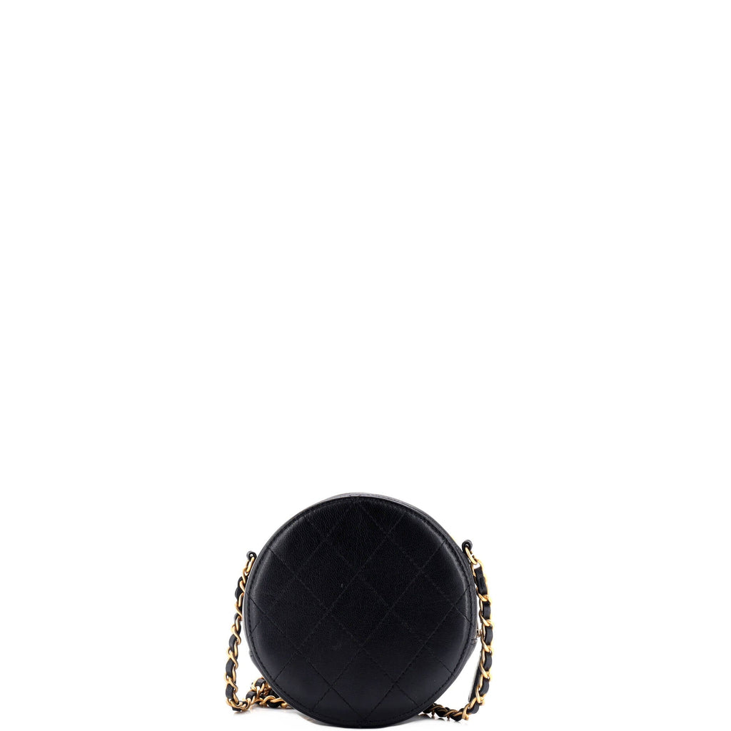 Chic Pearls Round Clutch with Chain Quilted Lambskin
