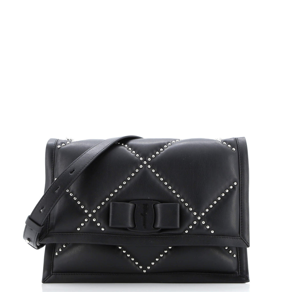 Viva Bow Flap Bag Studded Leather Small