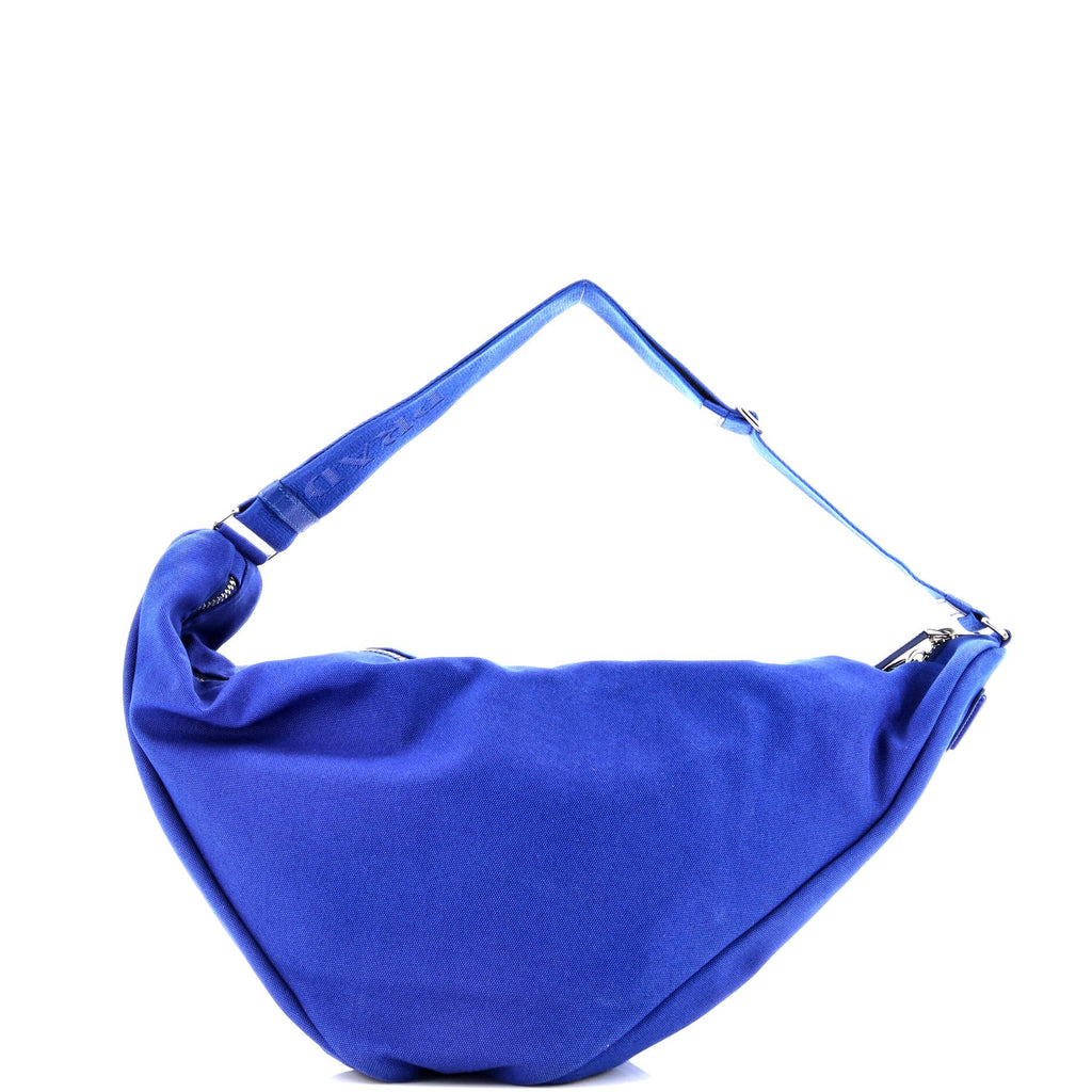 Triangle Logo Zip Crossbody Bag Embossed Canvas Large