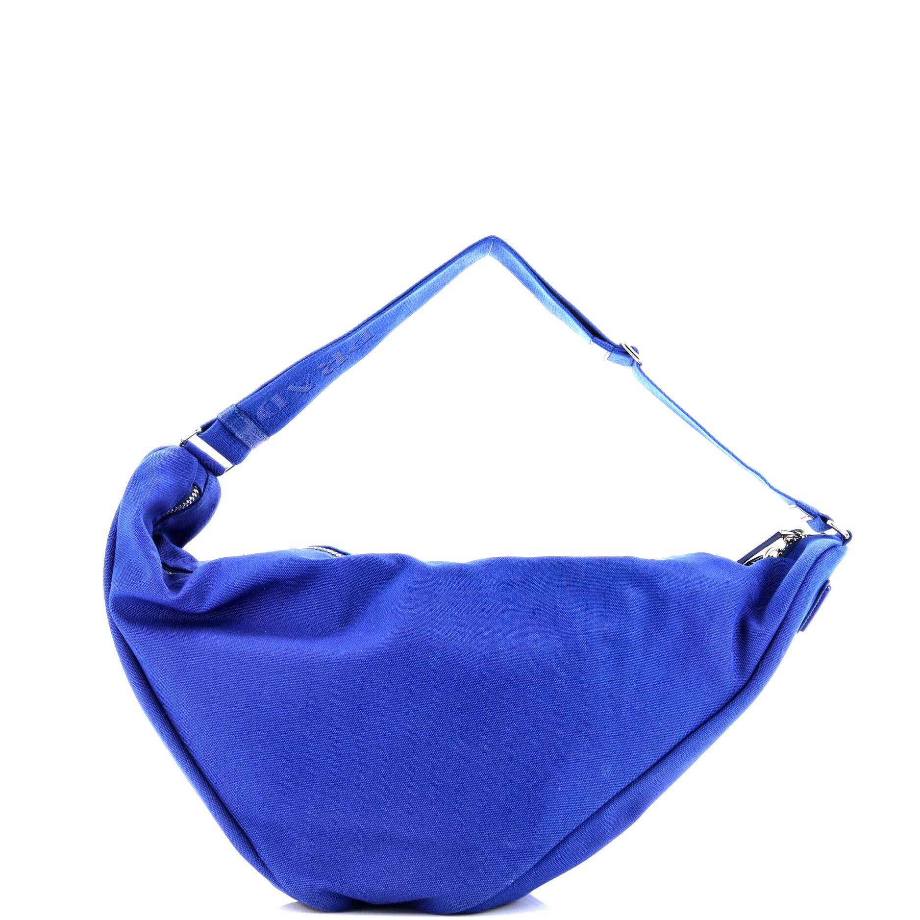 Triangle Logo Zip Crossbody Bag Embossed Canvas Large