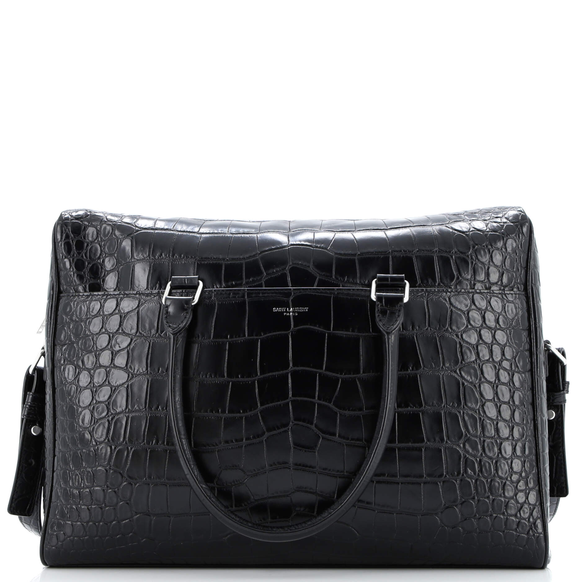 Duffle Briefcase Crocodile Embossed Leather