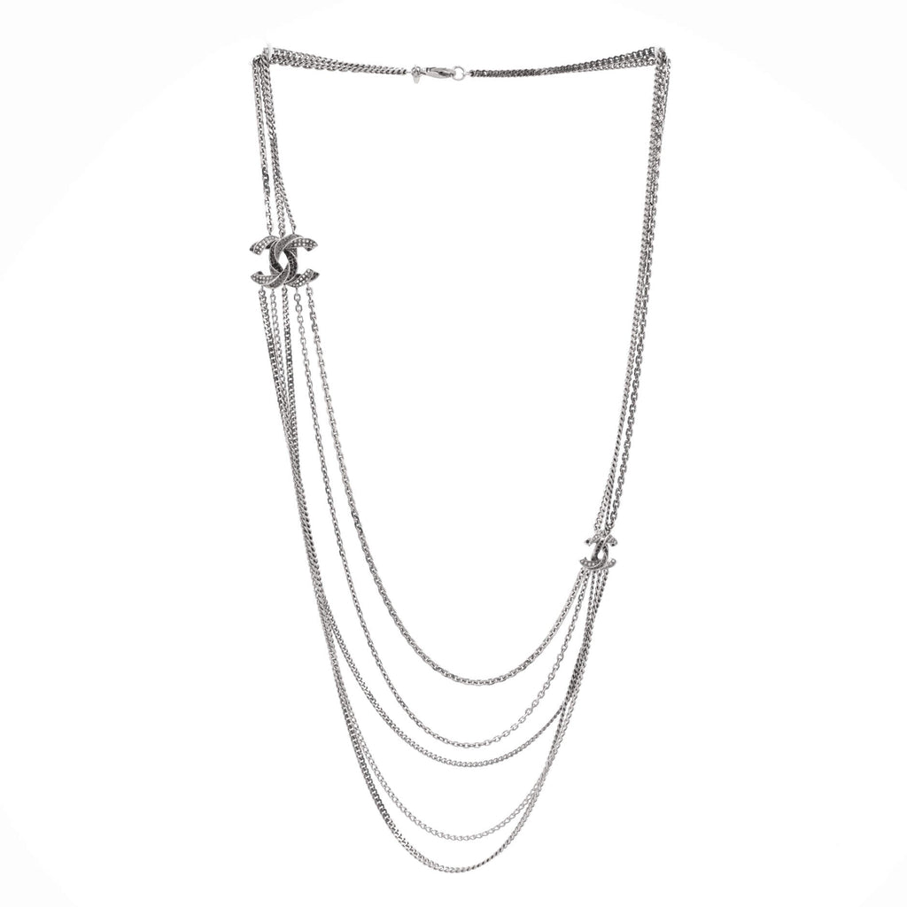 Multistrand CC Necklace Metal with Crystals