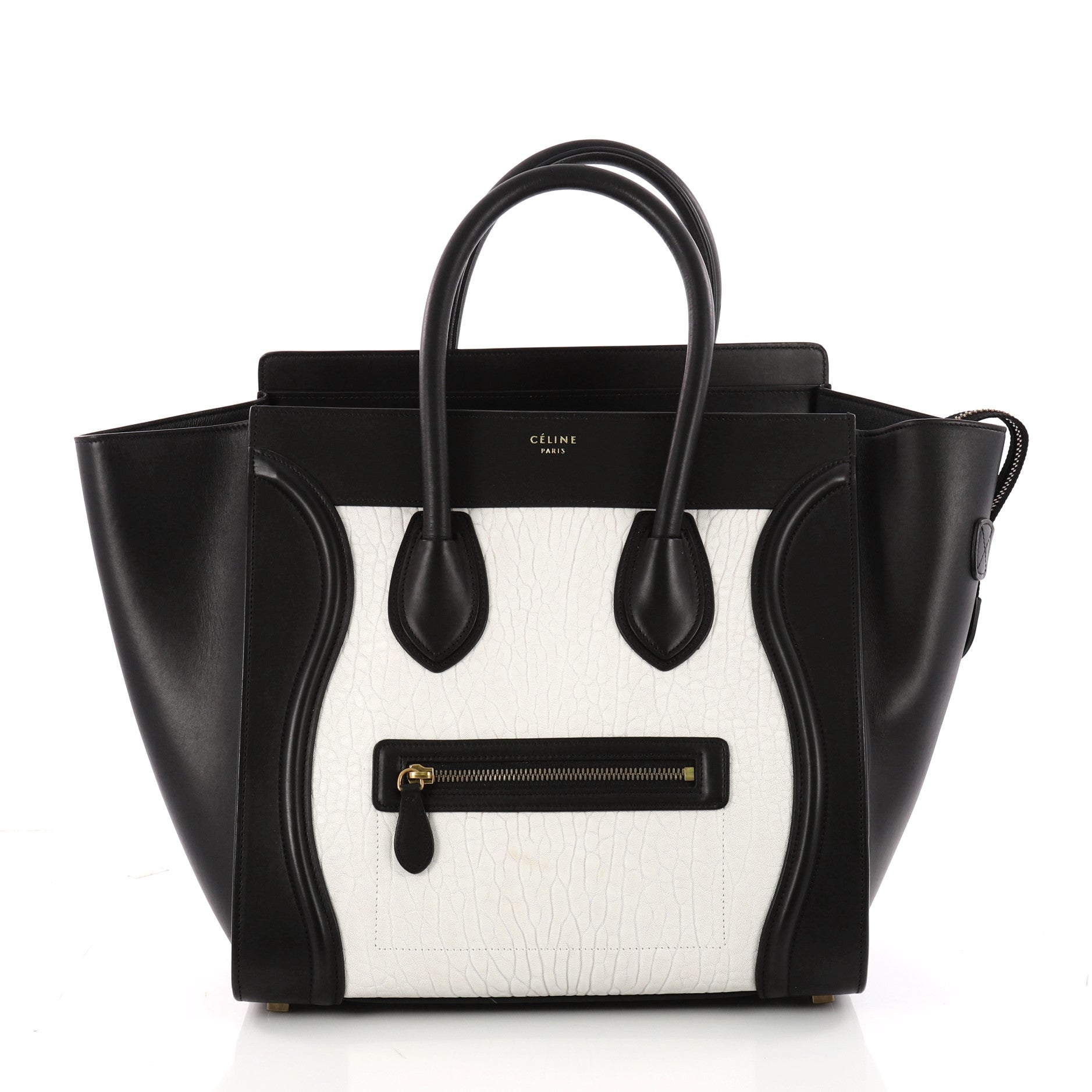 Bicolor Luggage Handbag Leather Mini