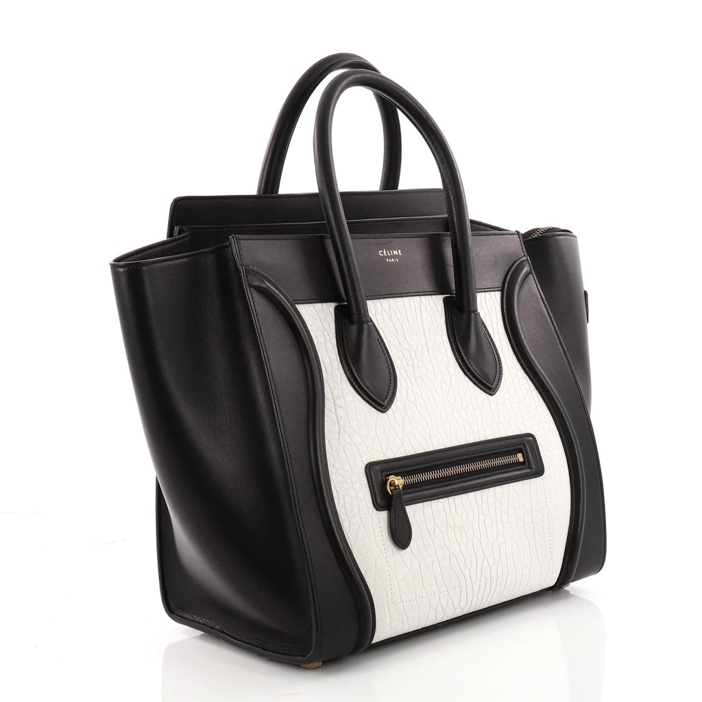Bicolor Luggage Handbag Leather Mini