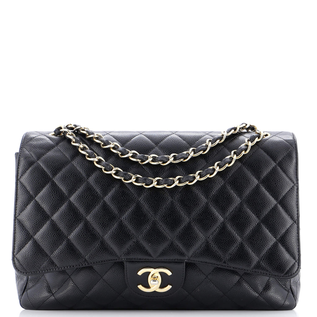 Classic Double Flap Bag Quilted Caviar Maxi