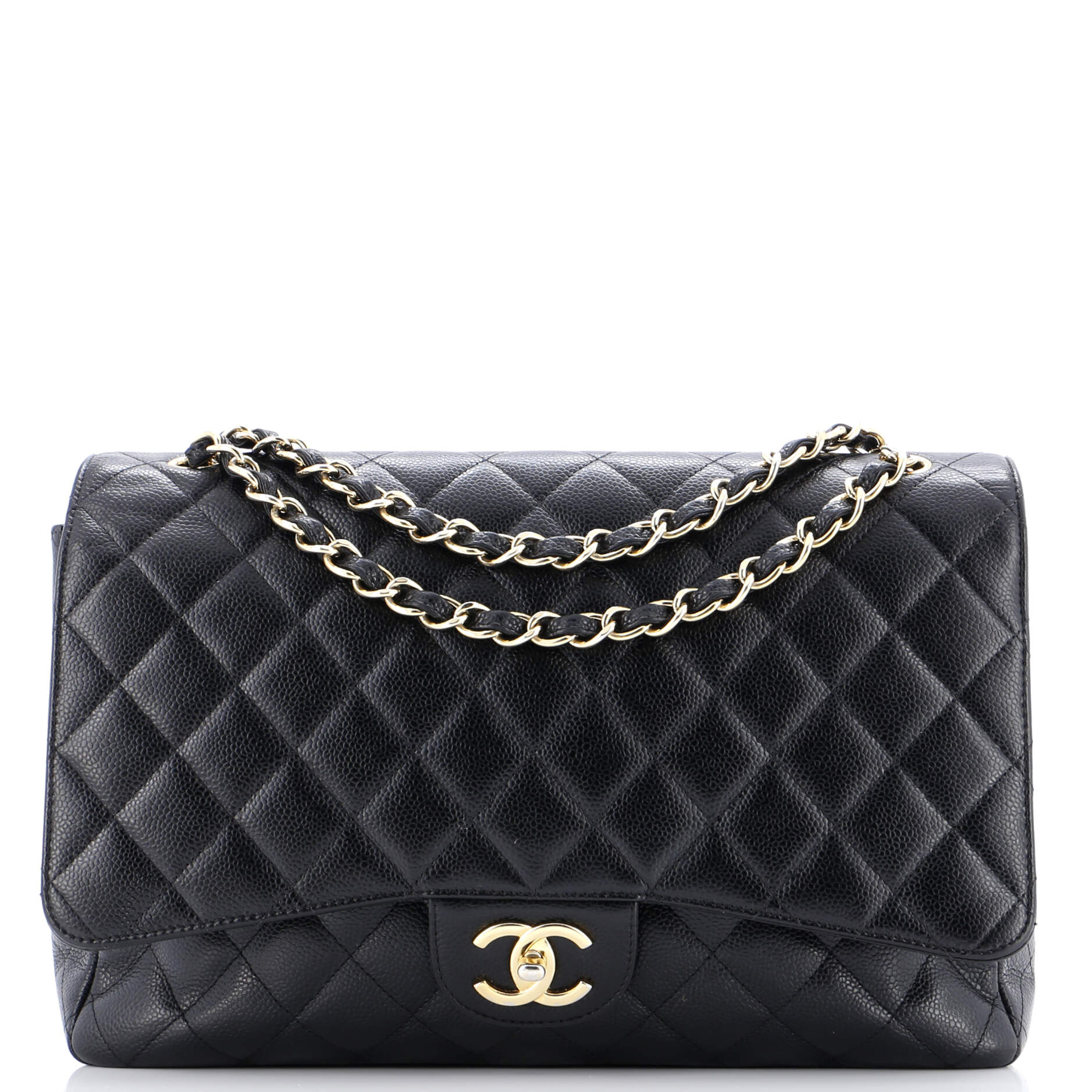 Classic Double Flap Bag Quilted Caviar Maxi