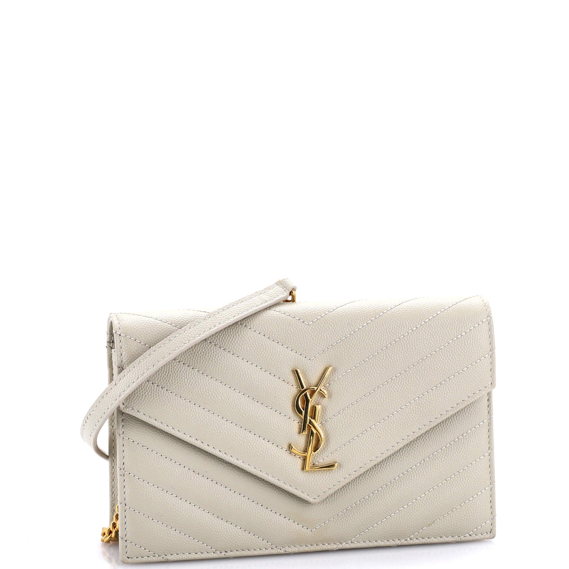 Classic Monogram Wallet on Chain Matelasse Chevron Leather Small